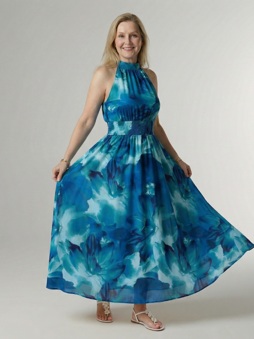 Laura | Abito Midi con Scollo All'Americana Arricciato