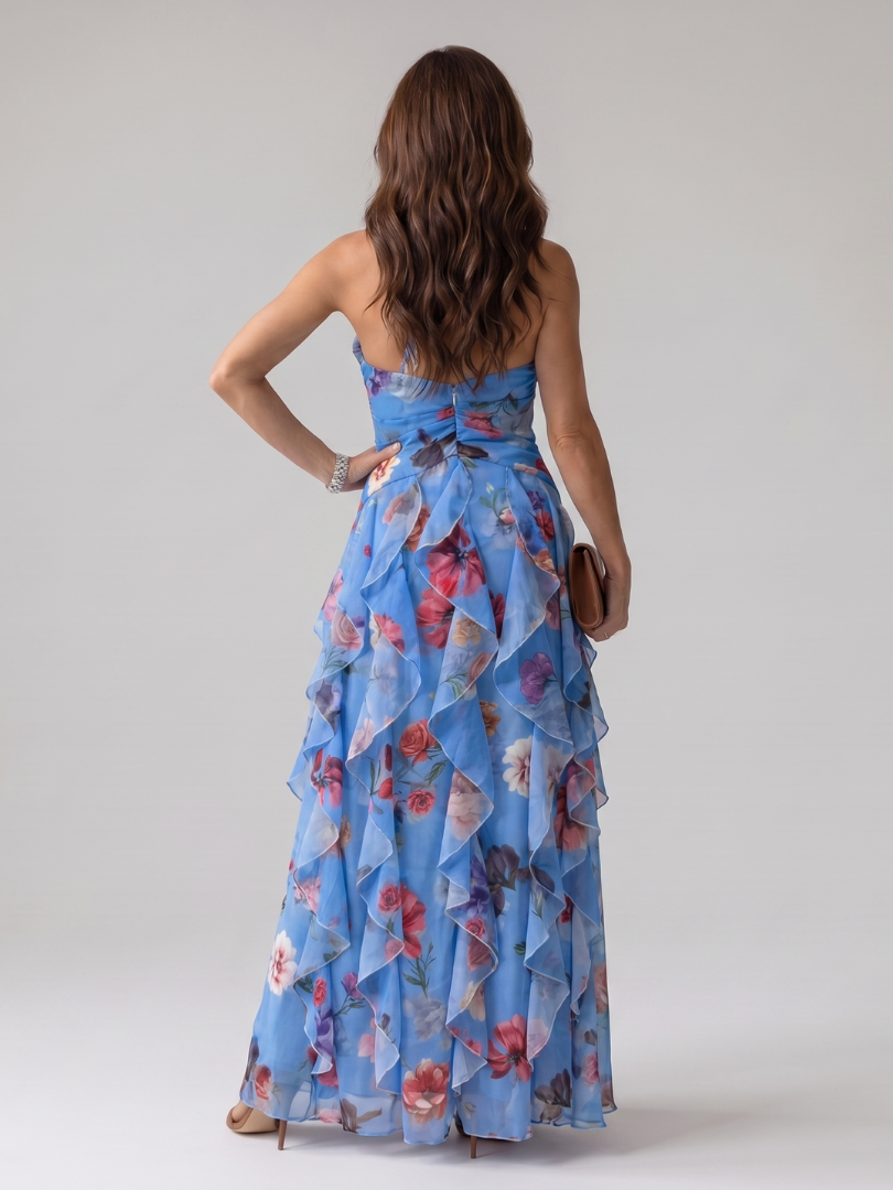 Serena | Top Maxi con Scollo a Halterneck e Rouches Floreale