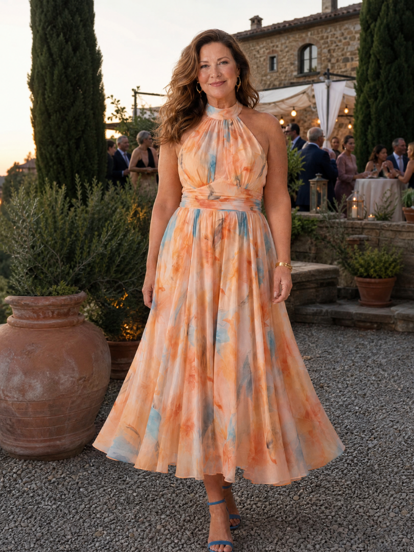 Emilia | Abito midi con scollo all'americana morbido