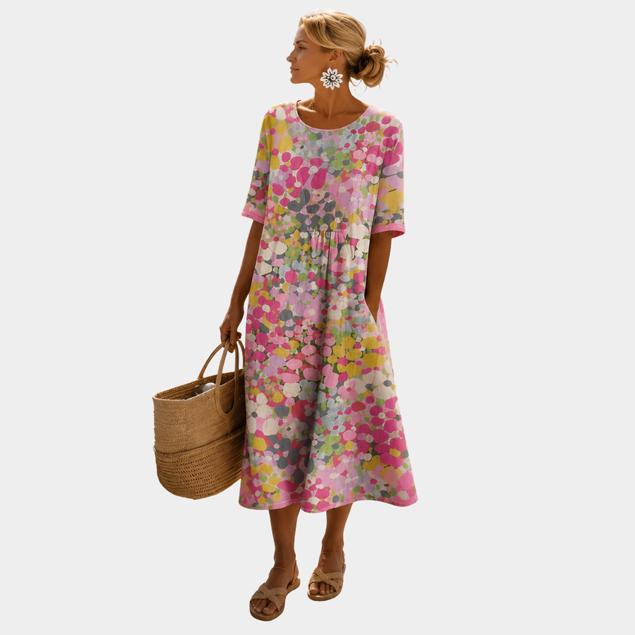 Elena | Abito midi floreale leggero e fluido