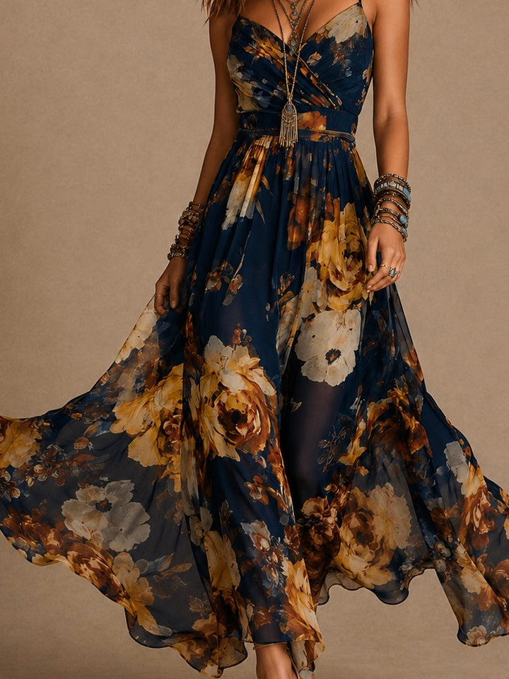 Dulce - vestito lungo floreale con spalline