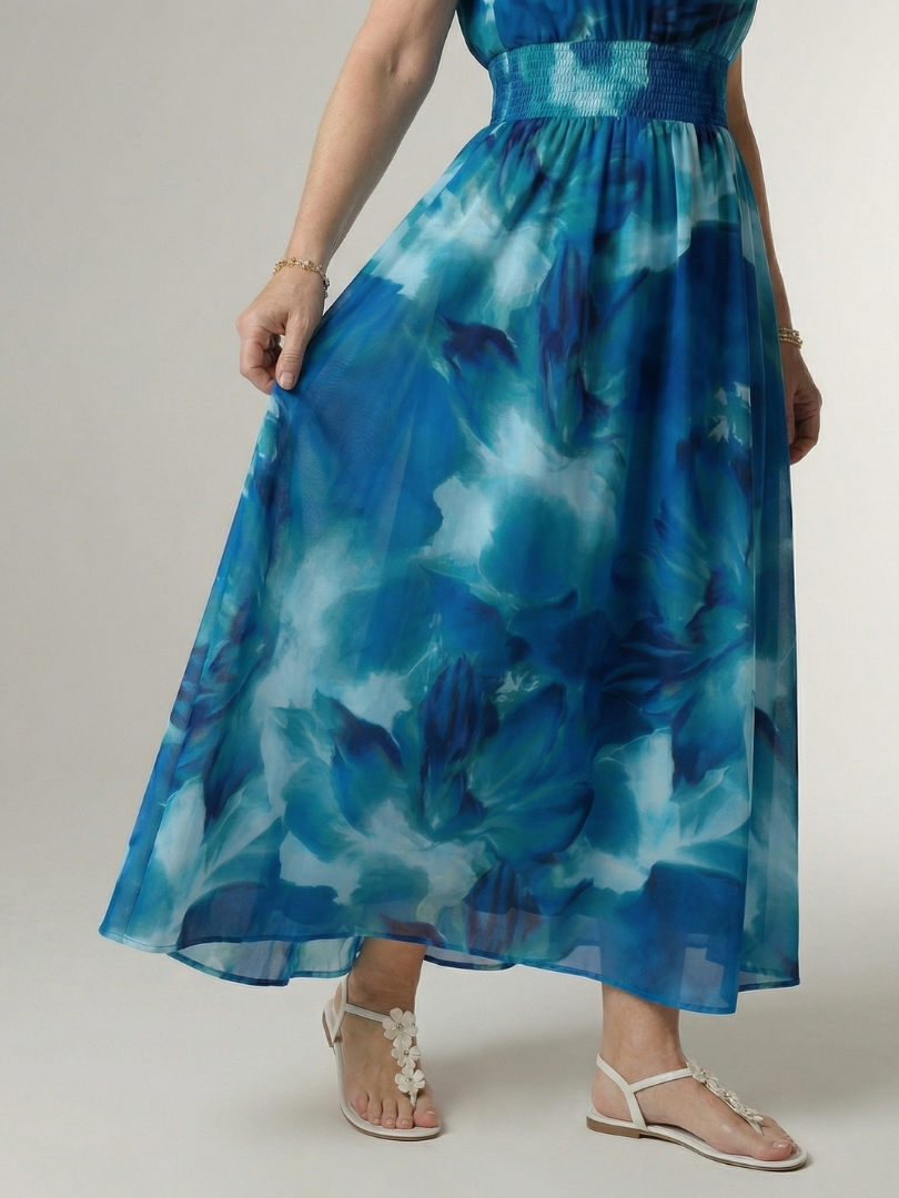 Laura | Abito Midi con Scollo All'Americana Arricciato