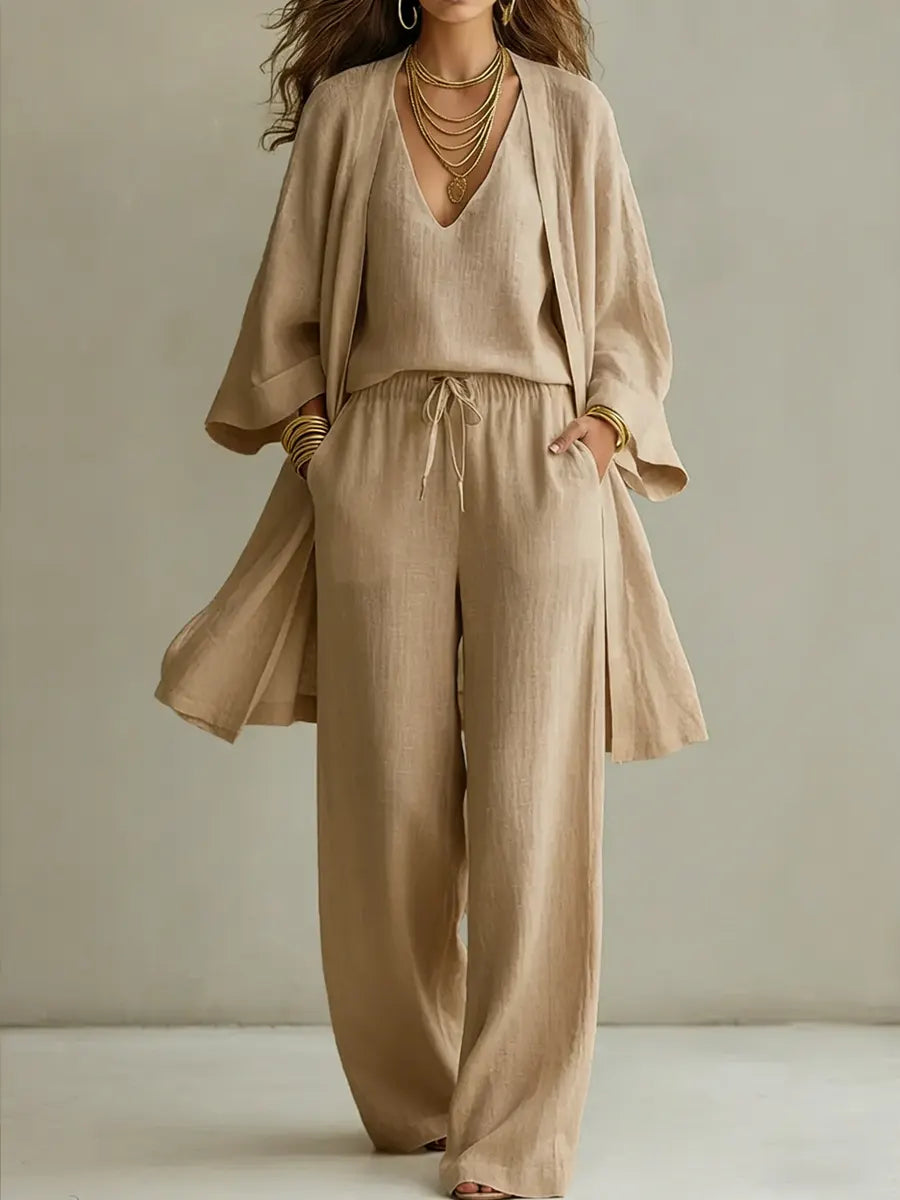 Isabelle | Completo homewear 3 pezzi in lino casual