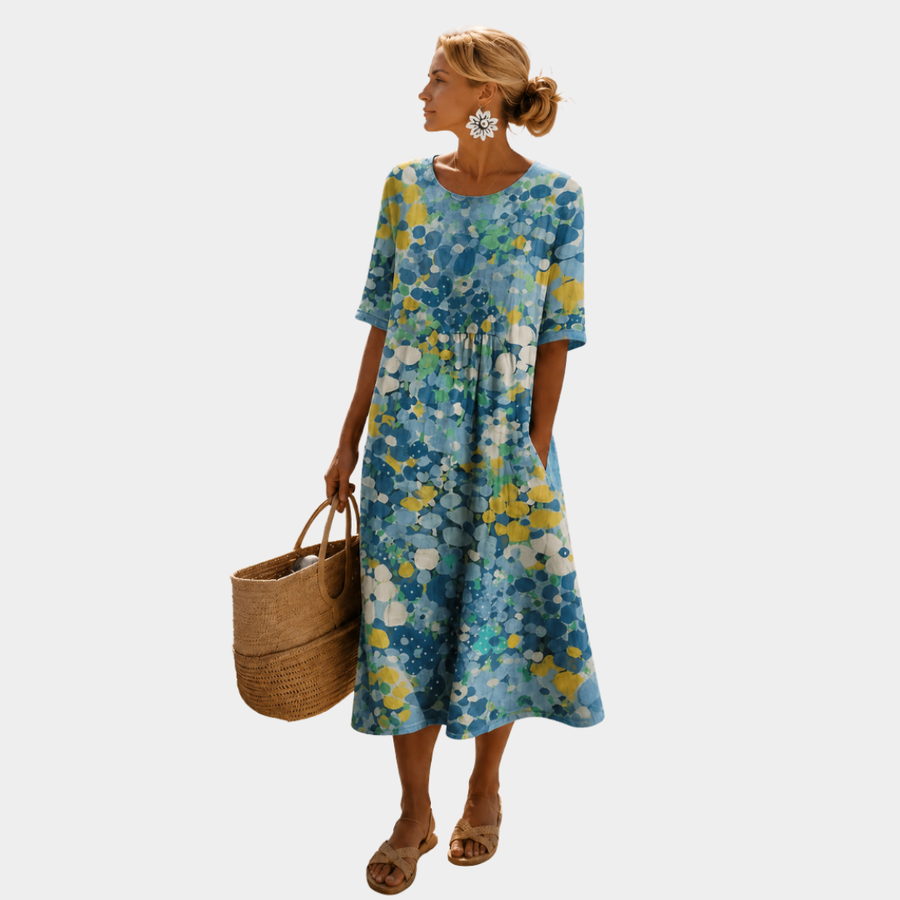 Elena | Abito midi floreale leggero e fluido