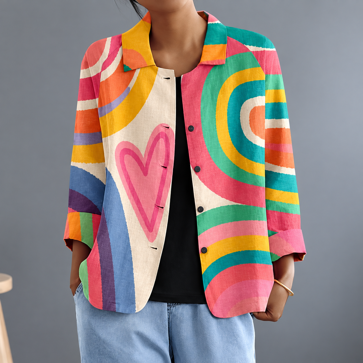Silvia | Blusa Leggera con Stampa Artistica e Bottoni