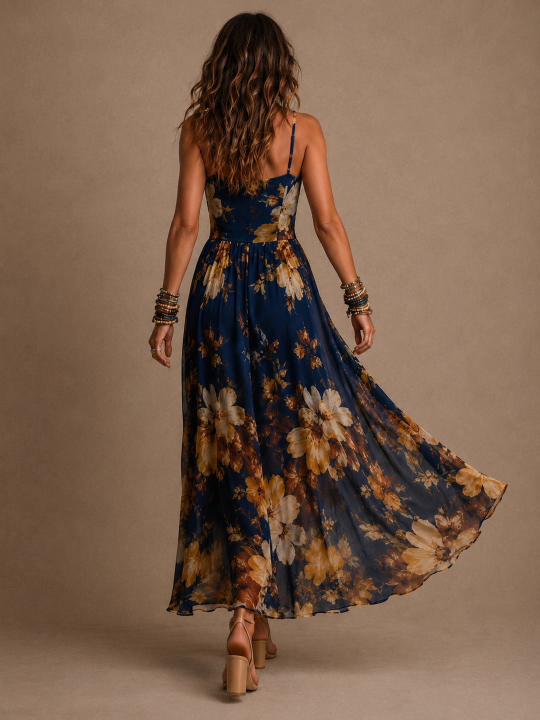 Dulce - vestito lungo floreale con spalline