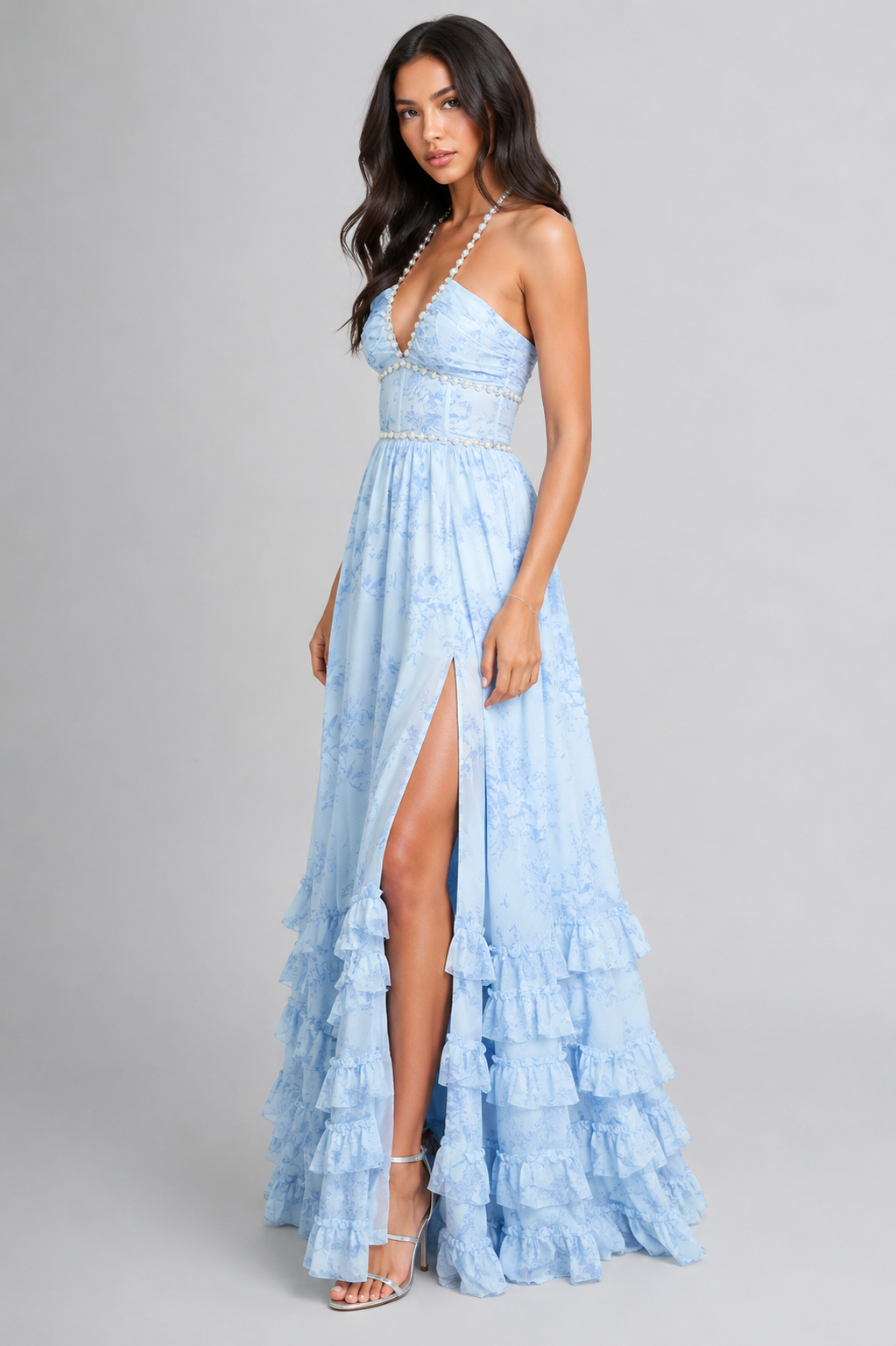 VALESKA | Abito Maxy Chic in Stile Vintage a Fiori