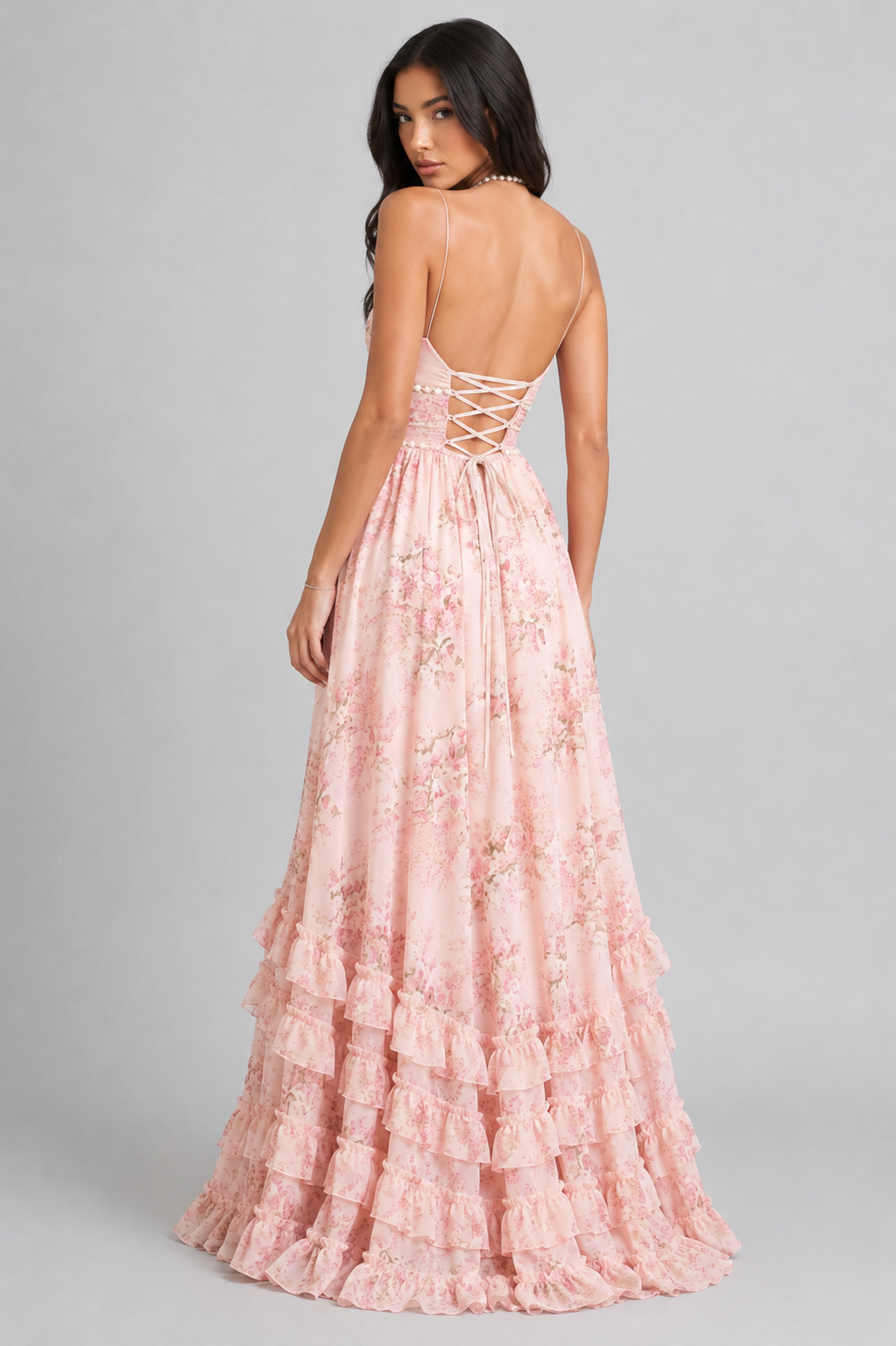 VALESKA | Abito Maxy Chic in Stile Vintage a Fiori