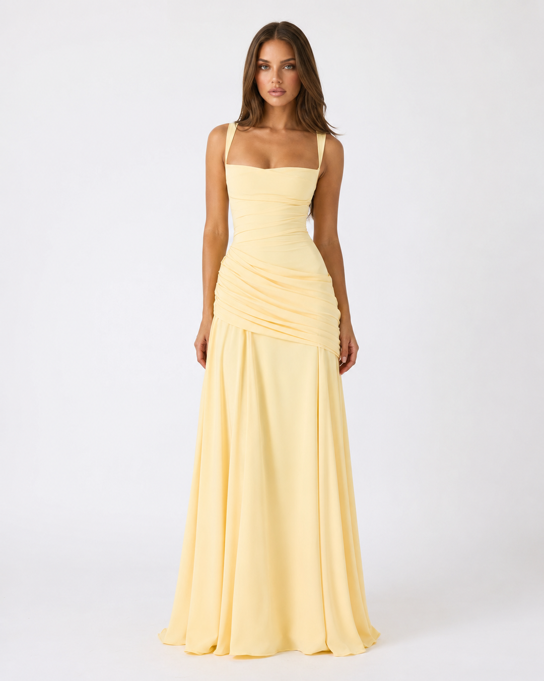 Giulia | Maxidress con Scollo Quadrato Arricciato