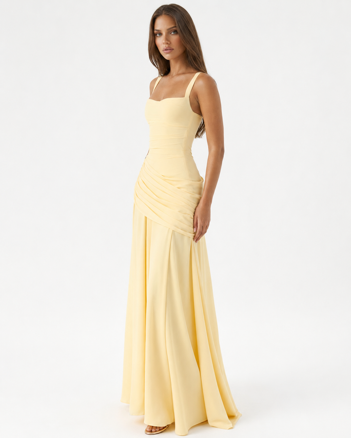 Elisa | Maxidress con Scollo Quadrato Arricciato
