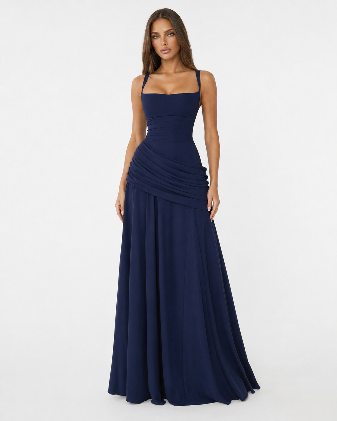 Giulia | Maxidress con Scollo Quadrato Arricciato