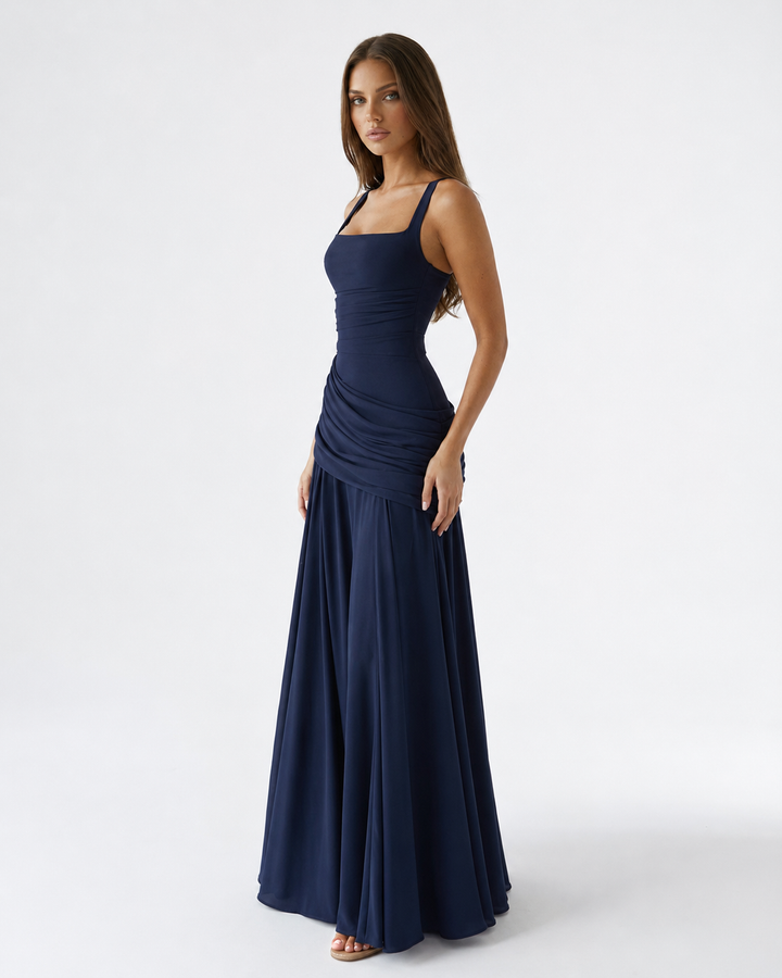 Elisa | Maxidress con Scollo Quadrato Arricciato