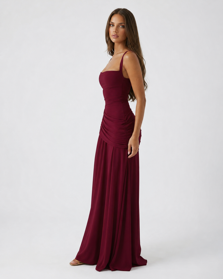 Elisa | Maxidress con Scollo Quadrato Arricciato