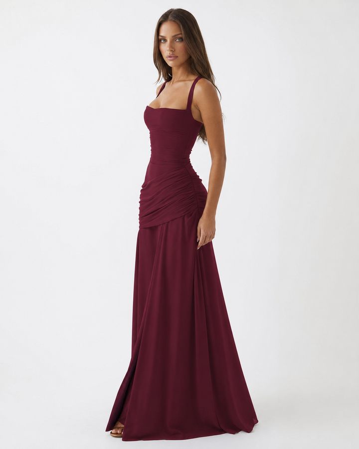 Elisa | Maxidress con Scollo Quadrato Arricciato