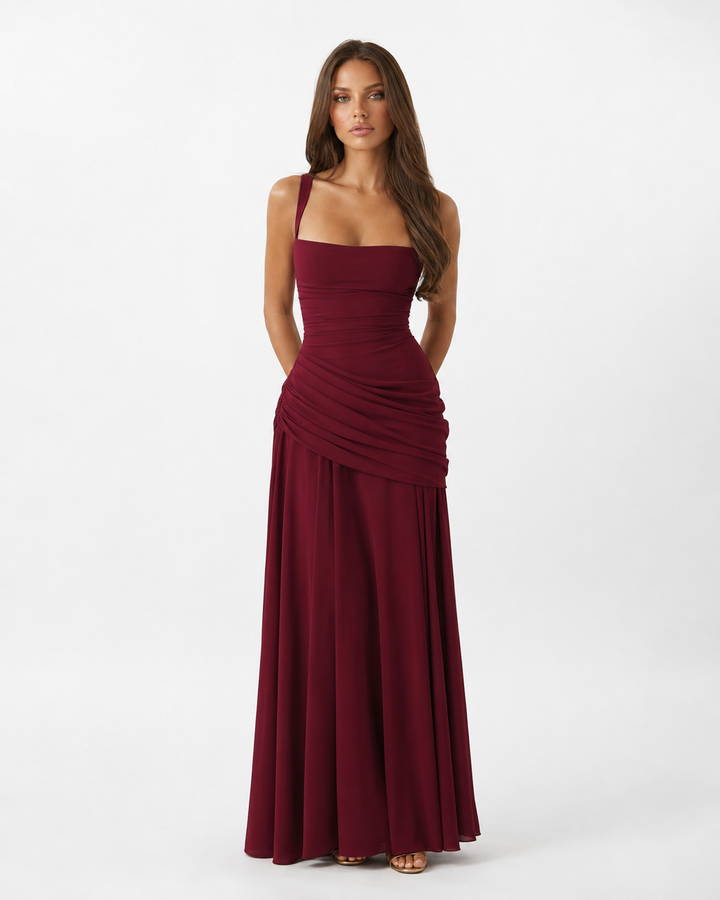 Giulia | Maxidress con Scollo Quadrato Arricciato
