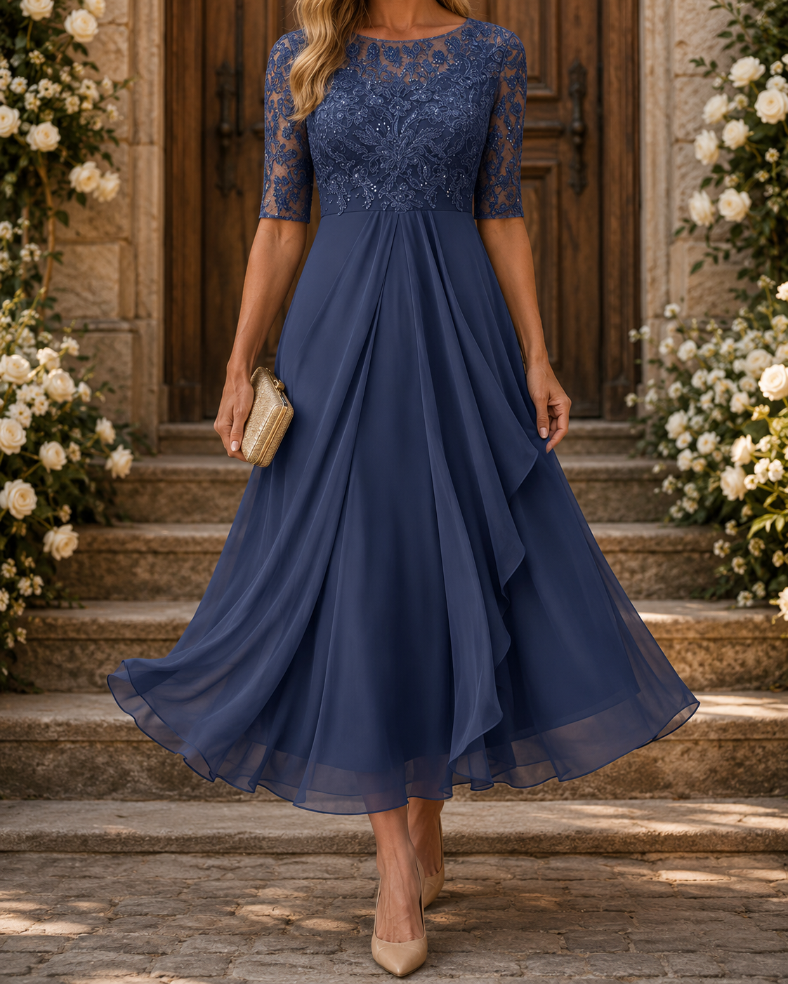 ROSA – IL ABITO MIDI IN PIZZO CHE VALORIZZA LA TUA SILHOUETTE