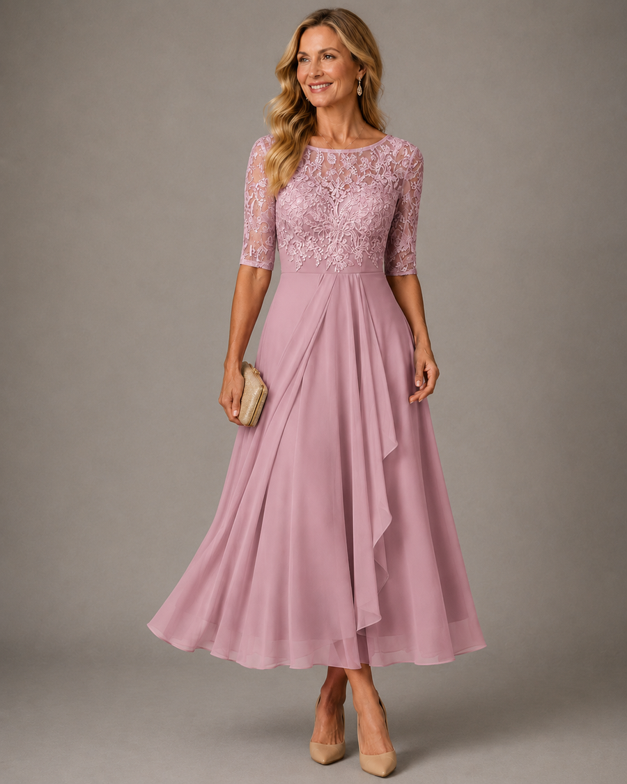 Rose – Il Vestito Midi Favorevole in Pizzo