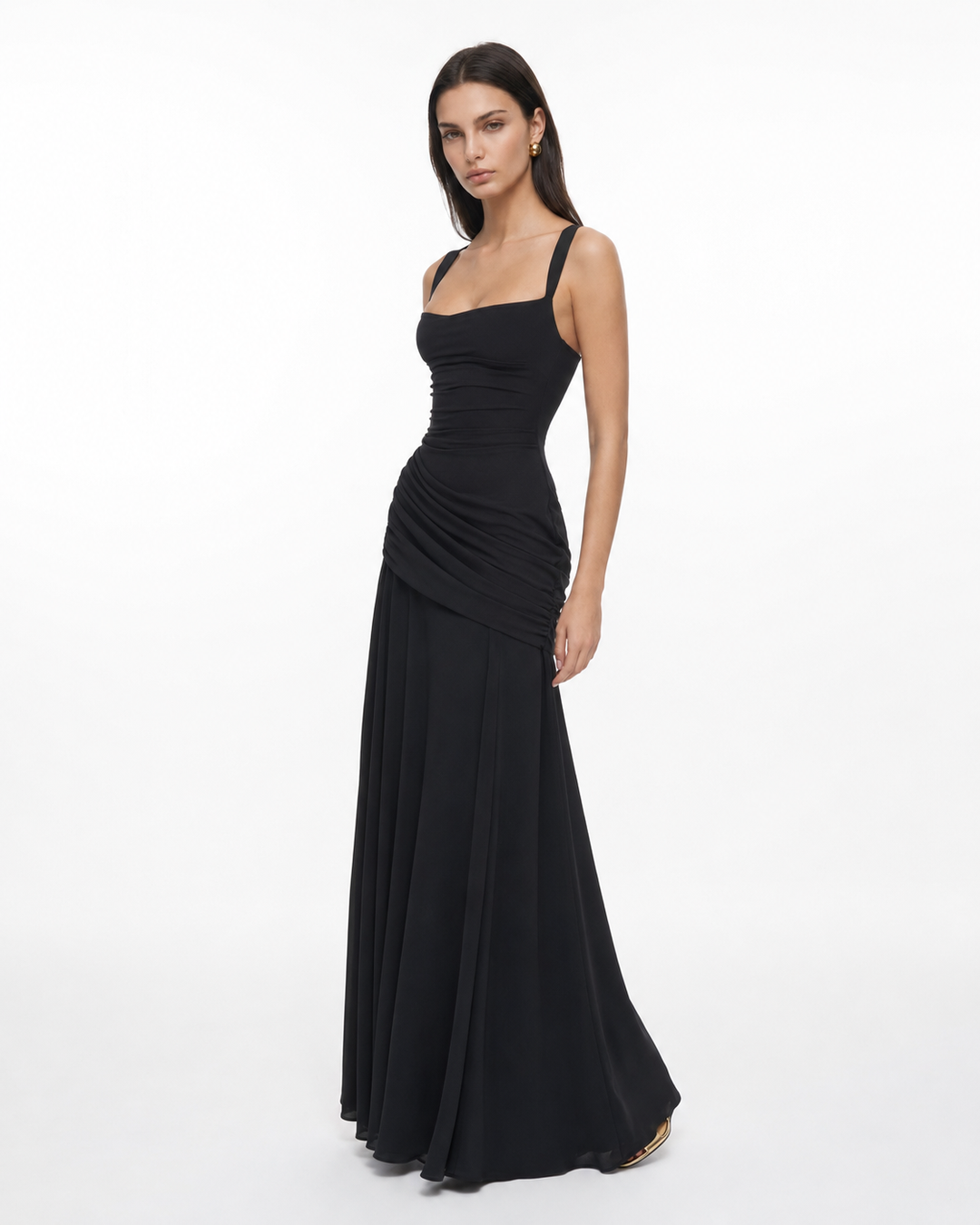 Giulia | Maxidress con Scollo Quadrato Arricciato