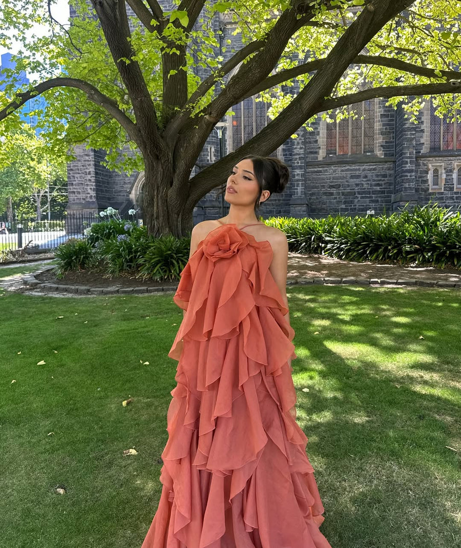 Bellina | Abito da Prom Maxi senza Maniche con Rouches per Donna