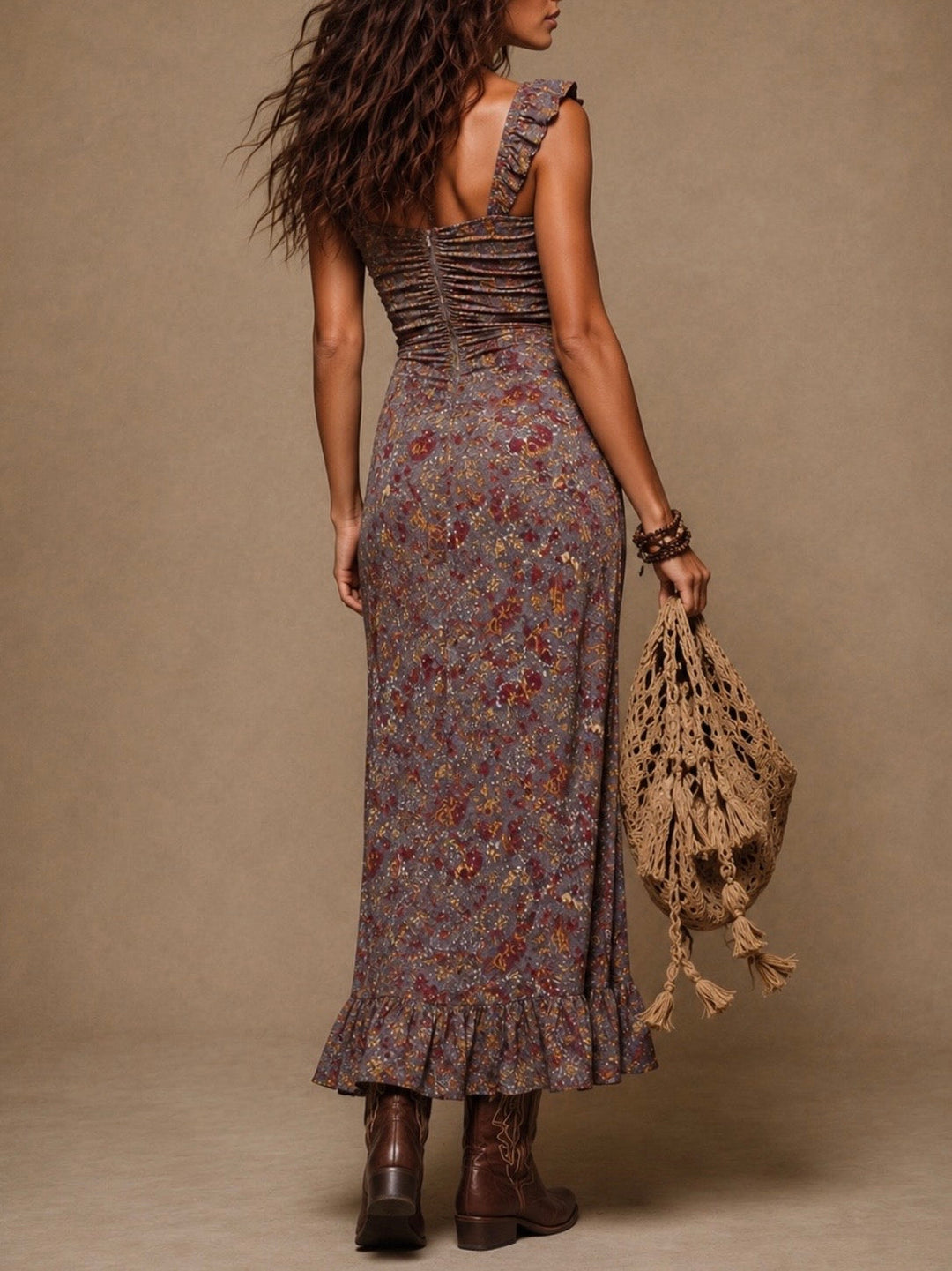 Nala - vestito maxi floreale con apertura laterale