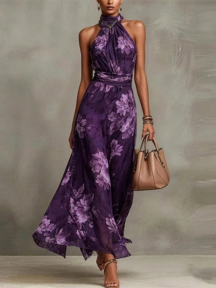 Livia - Abito Maxi Halter Floreale