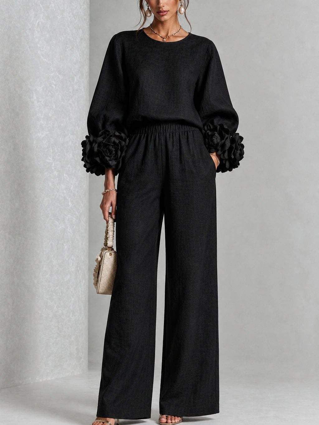 Rosalie | Set a due pezzi con polsini floreali