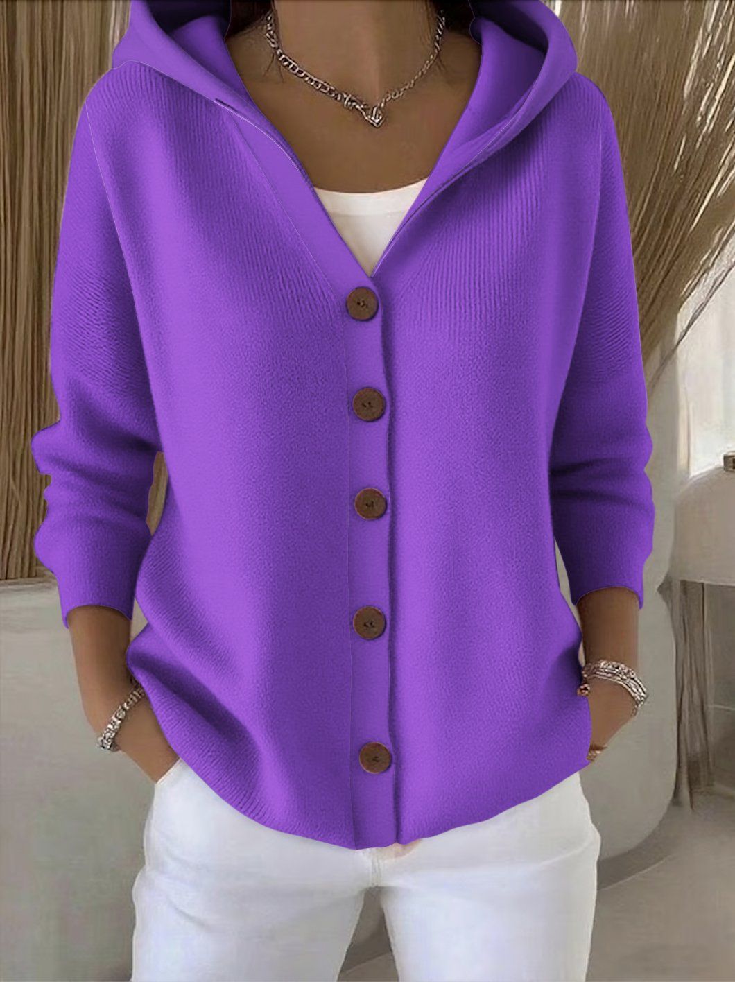 Elena | Giacca a Maglia con Cappuccio