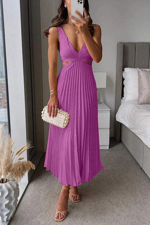 Valeria | Abito maxi plissettato dalla silhouette fluida