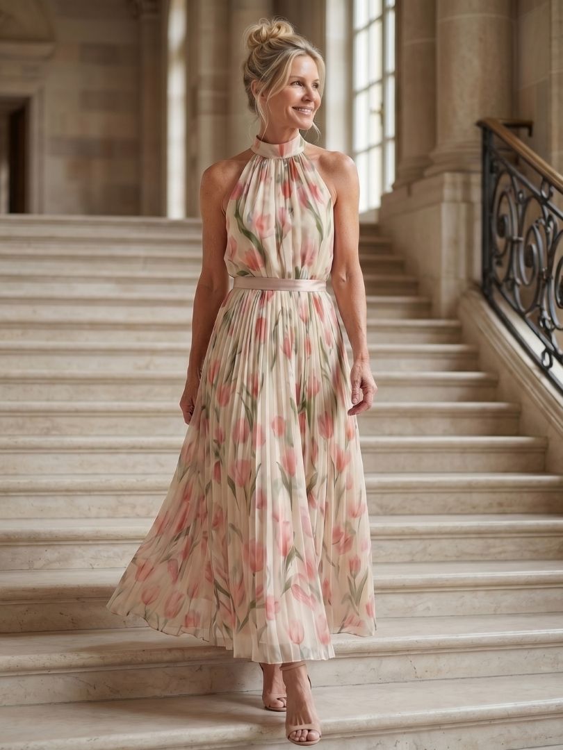 Veronica | Abito Midi con Scollo a Halter