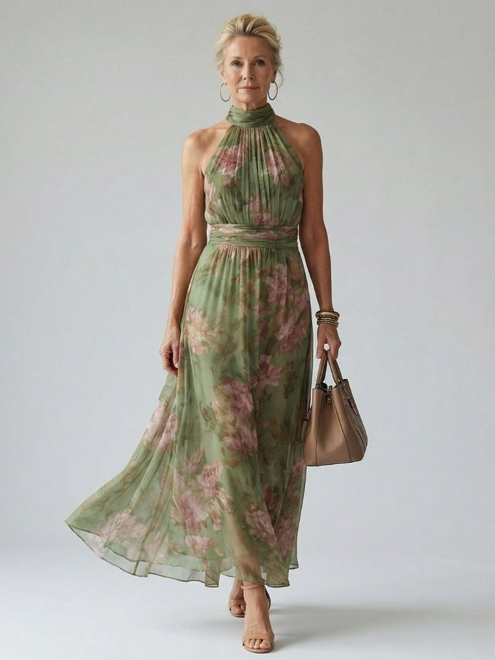 Aurora | Abito midi con scollo all'americana arricciato