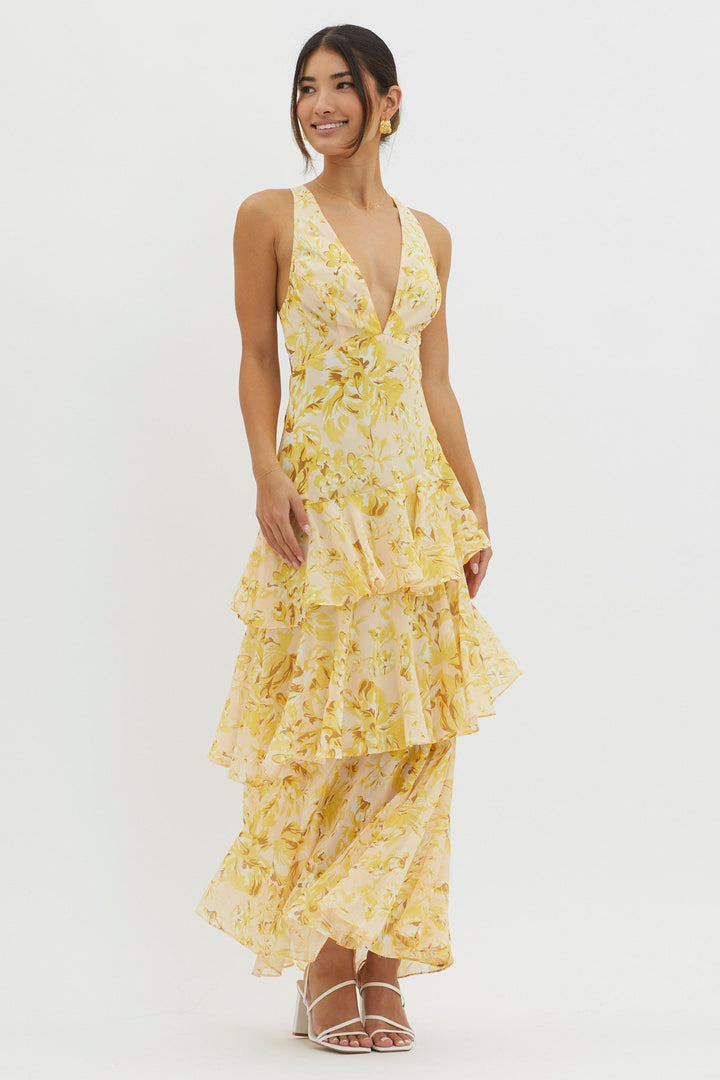 LISA | Abito Maxi Floreale con Volant