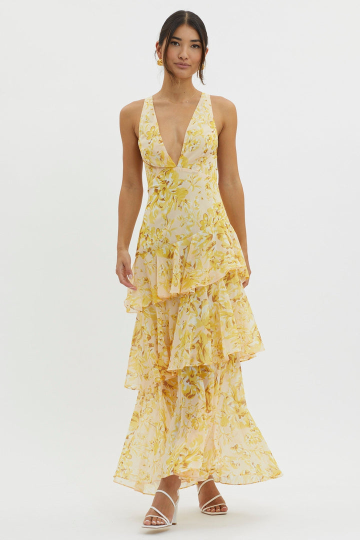 LISA | Abito Maxi Floreale con Volant