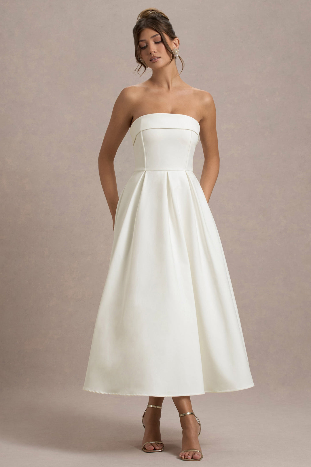 ANNE | Vestito Midi Elegante con Scollatura Senza Spalline