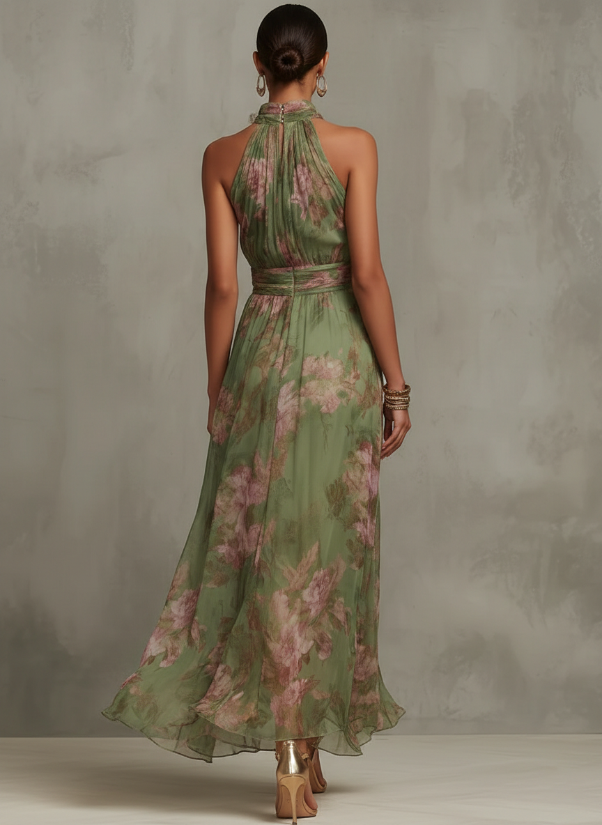 Livia - Abito Maxi Halter Floreale