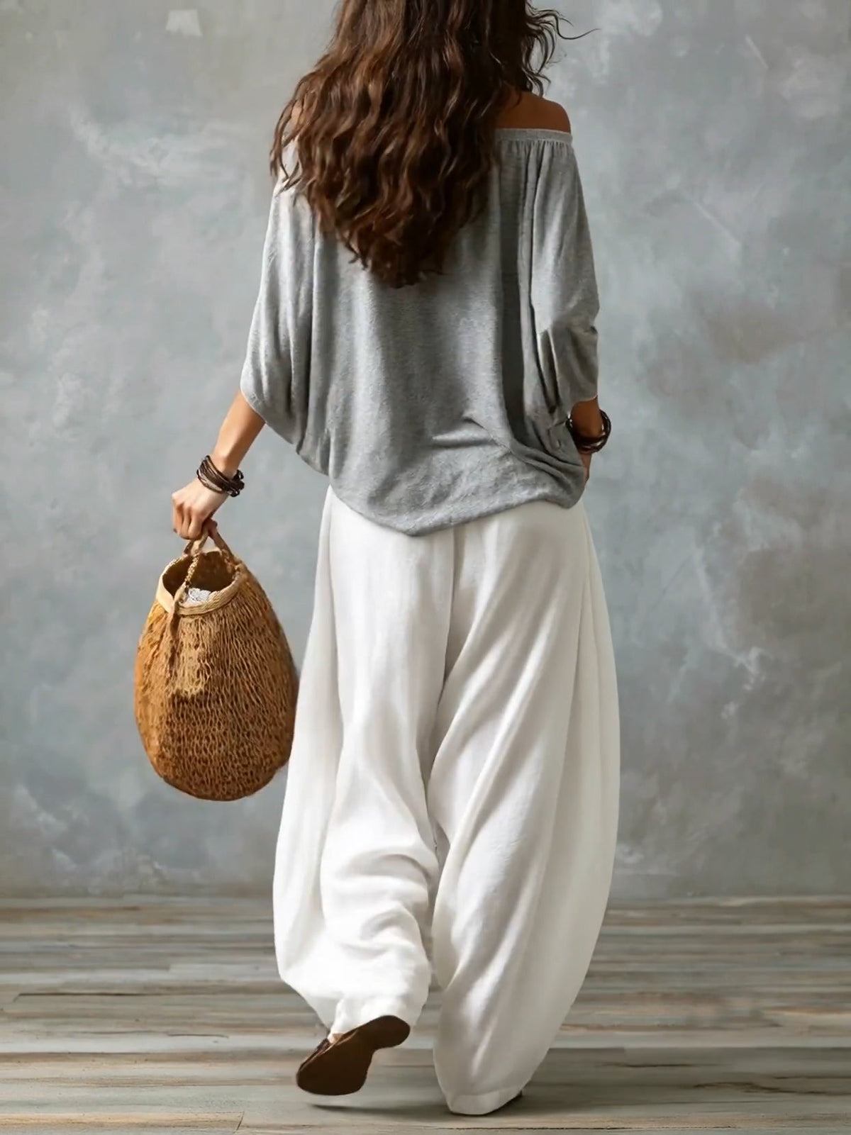 Luna - Completo con spalle scoperte e pantaloni fluidi