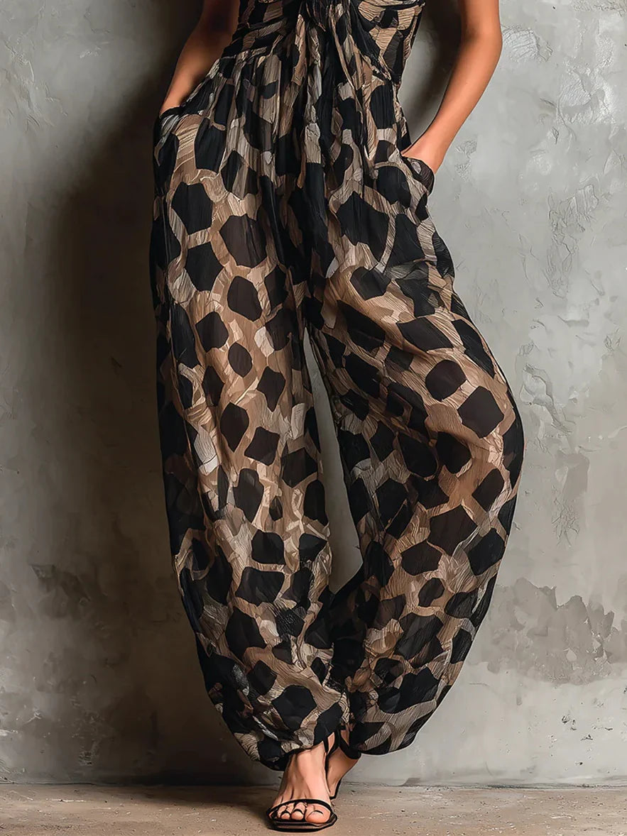 Moretti™ | Tuta elegante con stampa animalier