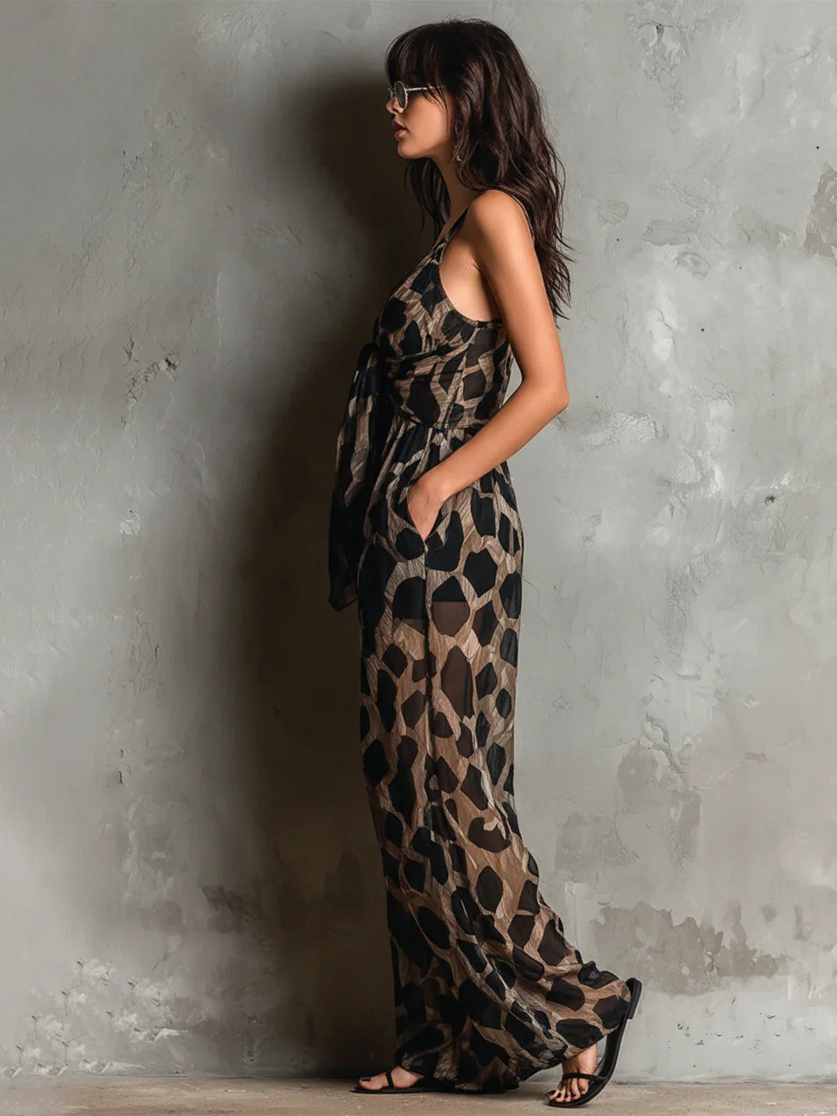 Moretti™ | Tuta elegante con stampa animalier