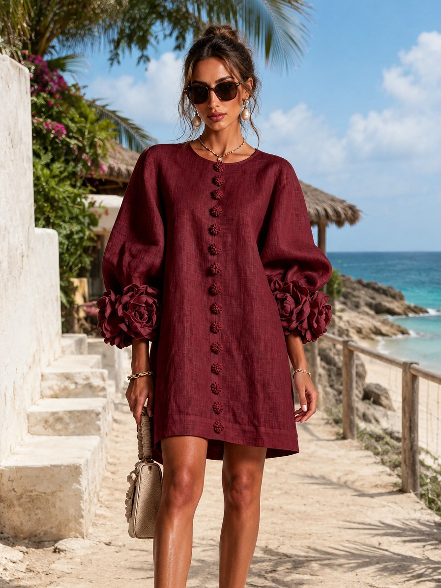Olivia | Abito Mini Elegante Bordeaux