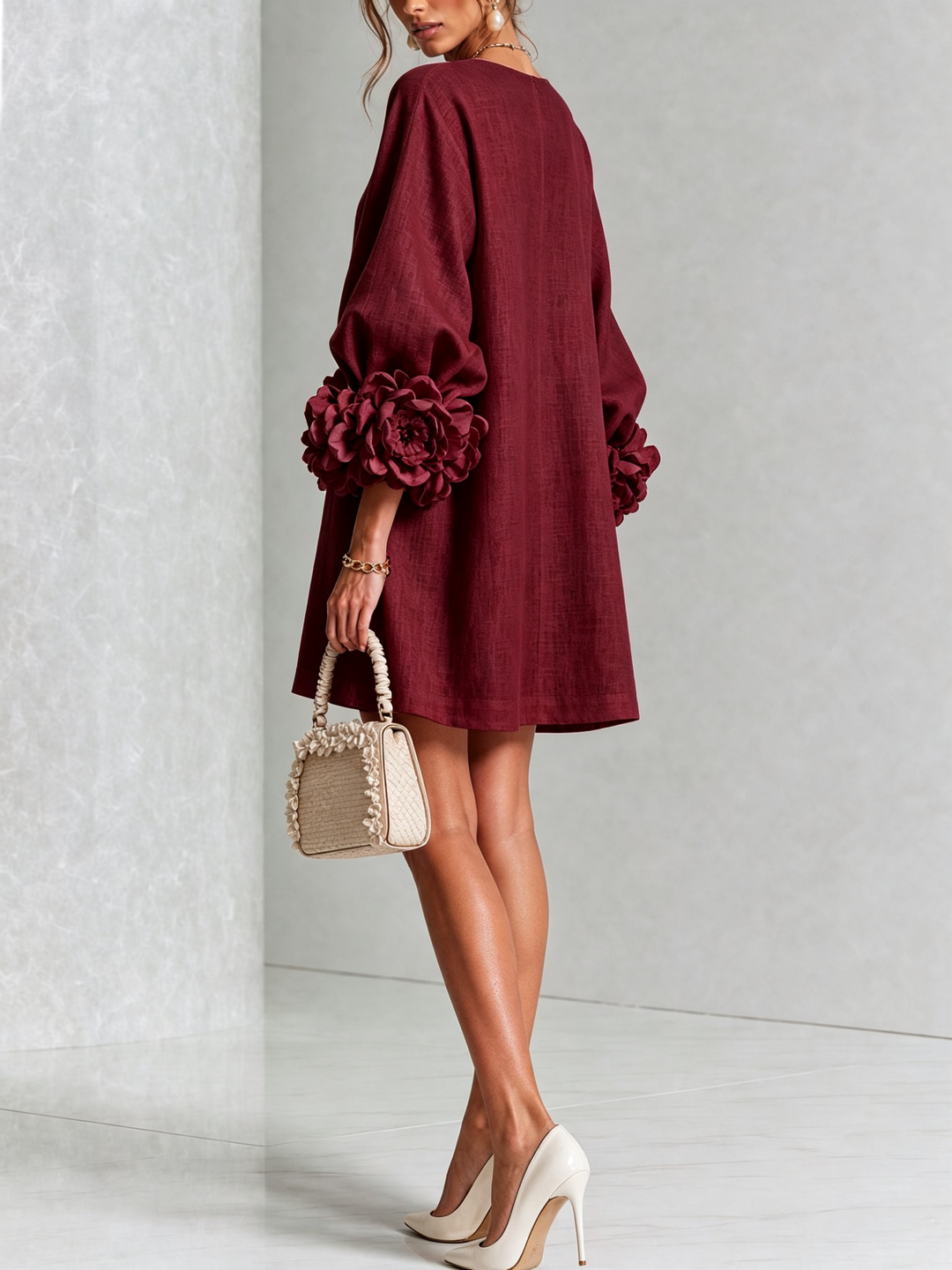 Olivia | Abito Mini Elegante Bordeaux