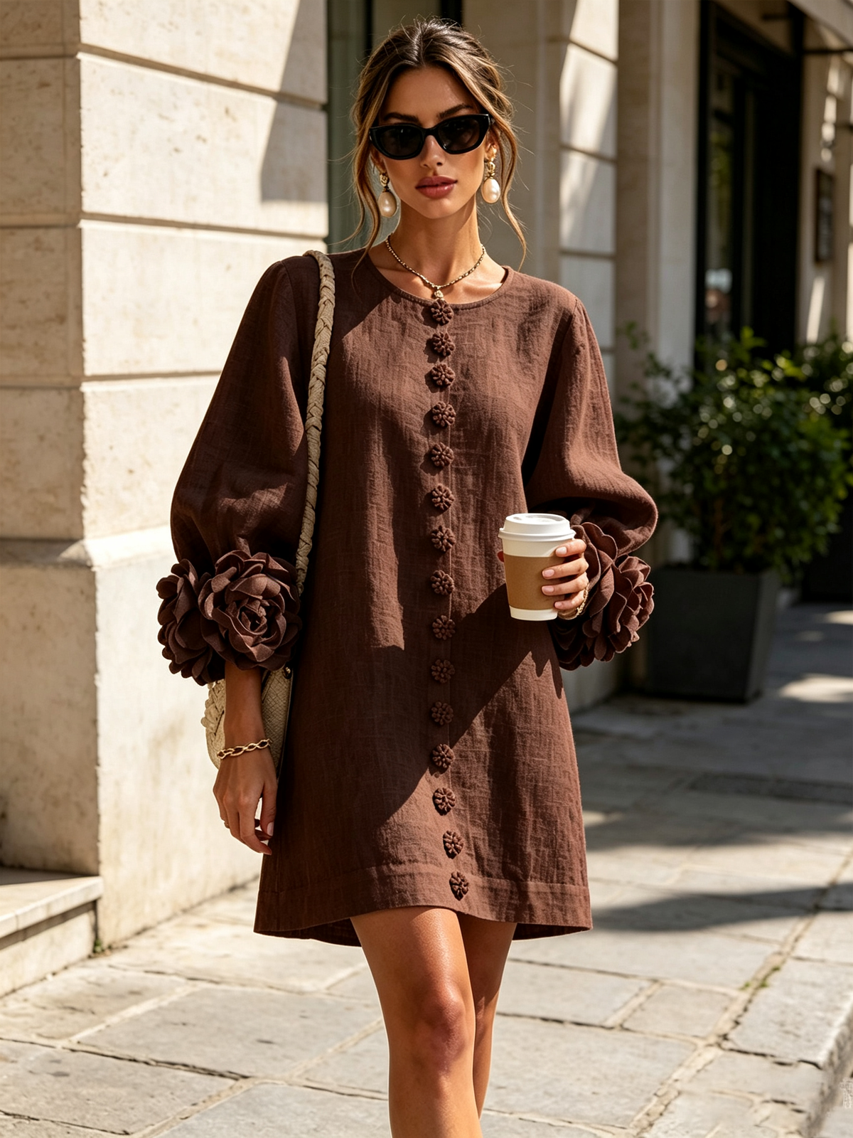 Olivia | Abito Mini Elegante Marrone