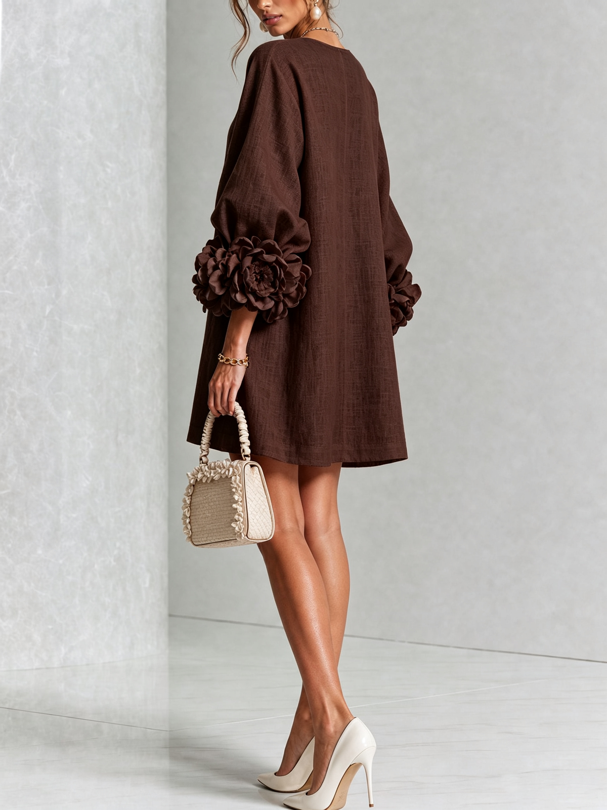 Olivia | Abito Mini Elegante Marrone