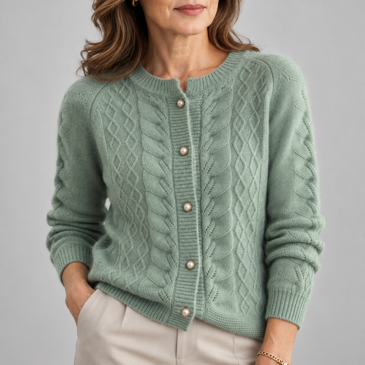 Daniela | Cardigan in Maglia con Lavorazione a Trecce