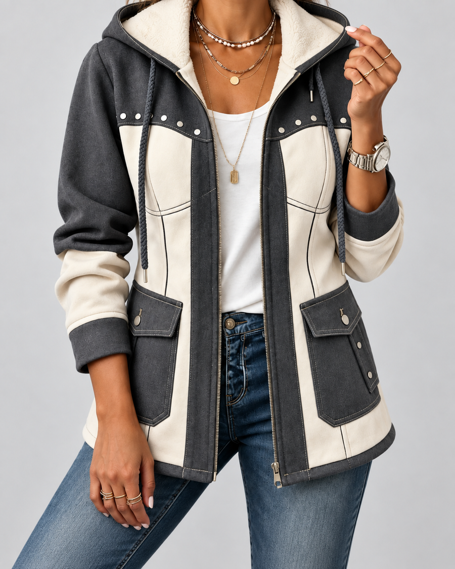 Camille™ | Giacca con cappuccio stile patchwork