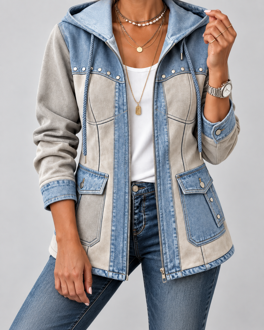 Camille™ | Giacca con cappuccio stile patchwork