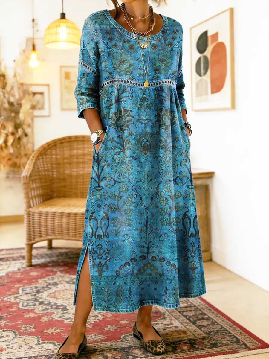Carmen | Vestito Stampato Azzurro