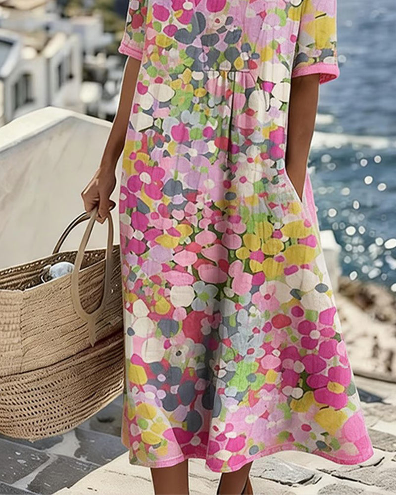 Elena | Vestito midi floreale leggero e fluido