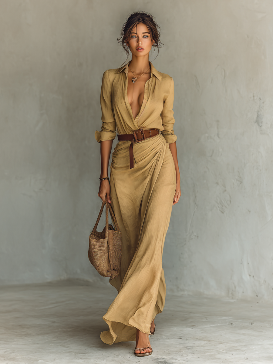 Alessandra | Abito Lungo Drappeggiato Elegante