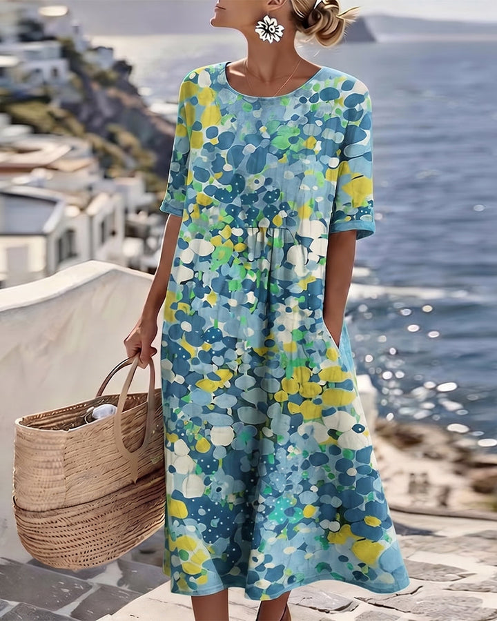 Elena | Vestito midi floreale leggero e fluido