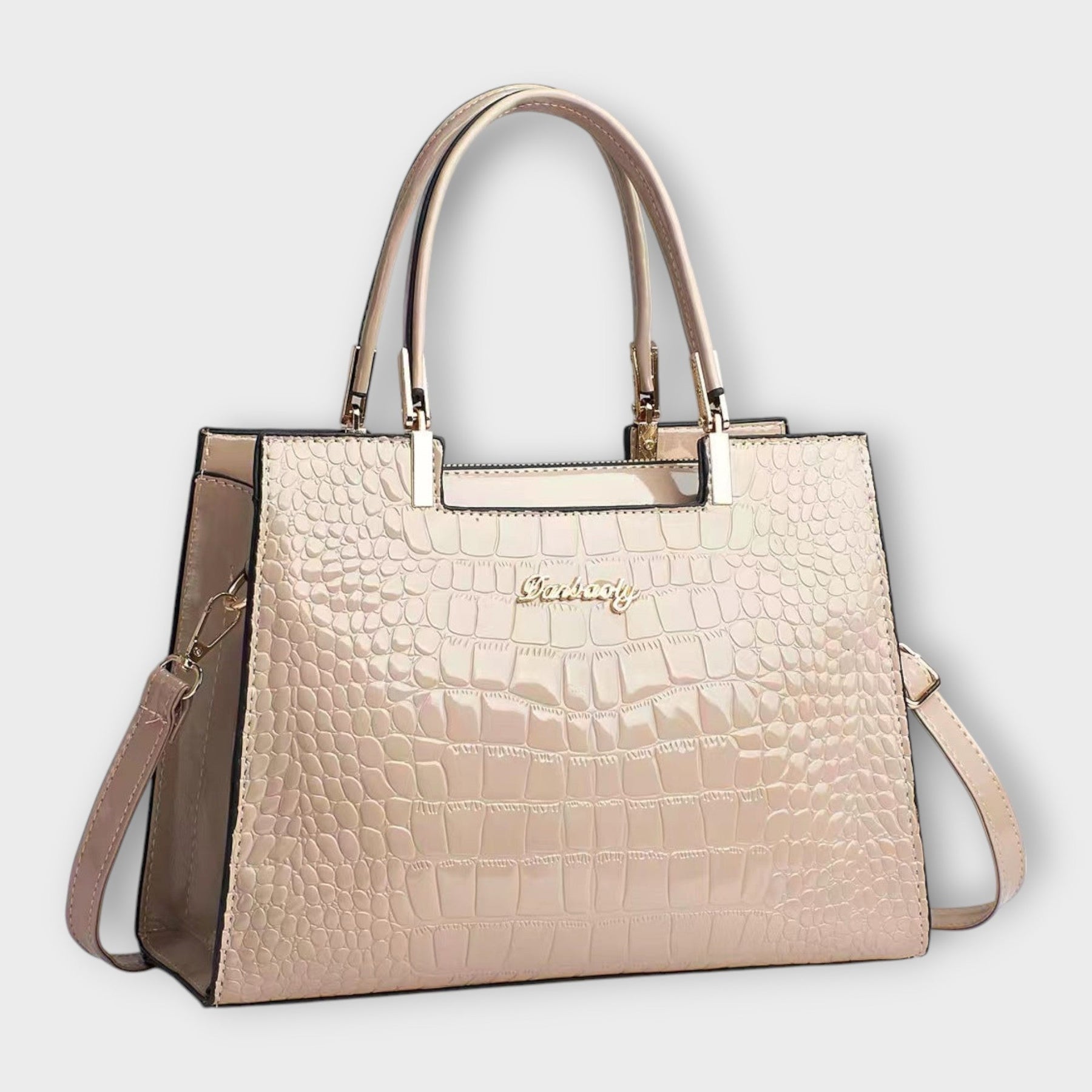 Maison Verdelle - Borsa a mano con motivo in pelle di coccodrillo lucido