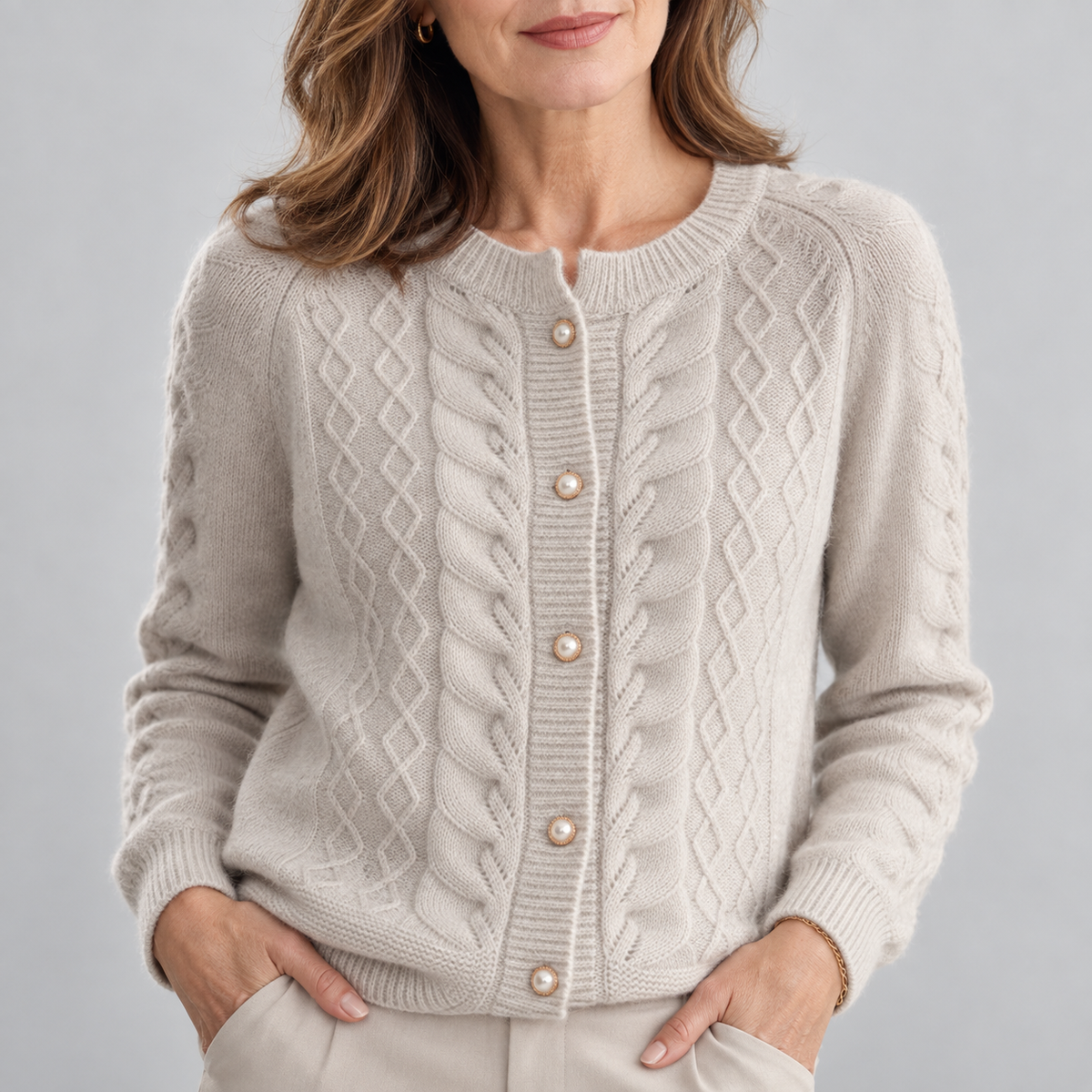 Daniela | Cardigan in Maglia con Lavorazione a Trecce